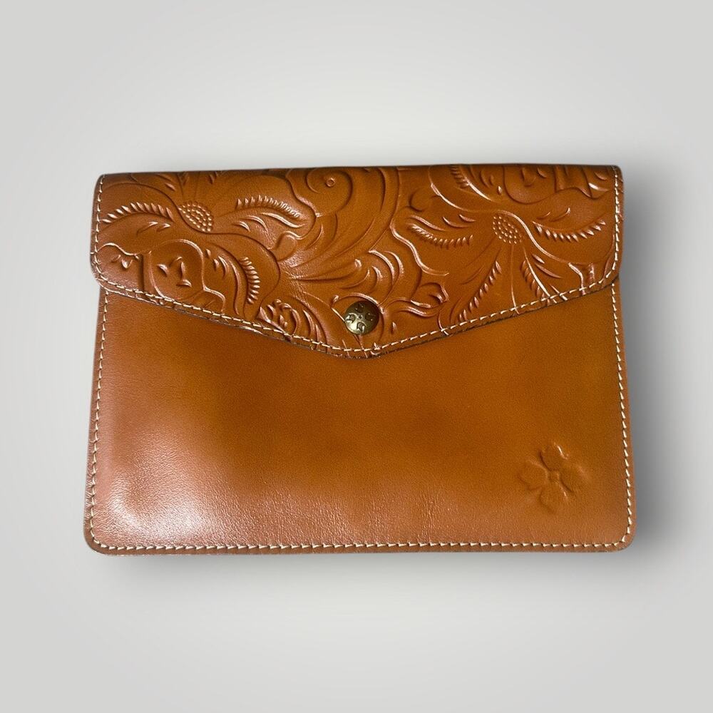 Patricia Nash Tooled Leather Brown Envelope Clutch